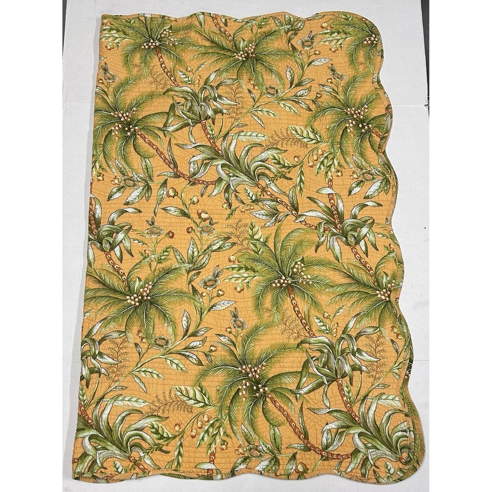 Williamsburg Orange Coverlet Tropical Preppy Coverlet 45" x 56" Quilted Scallop